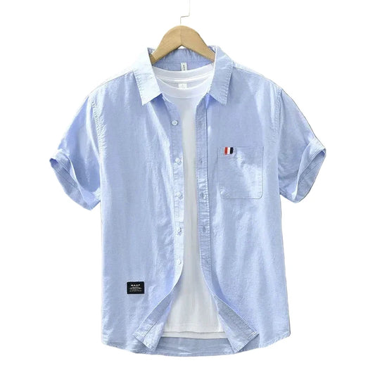 Luca | Tailored Short Sleeve Button-Up with Chest Pocket