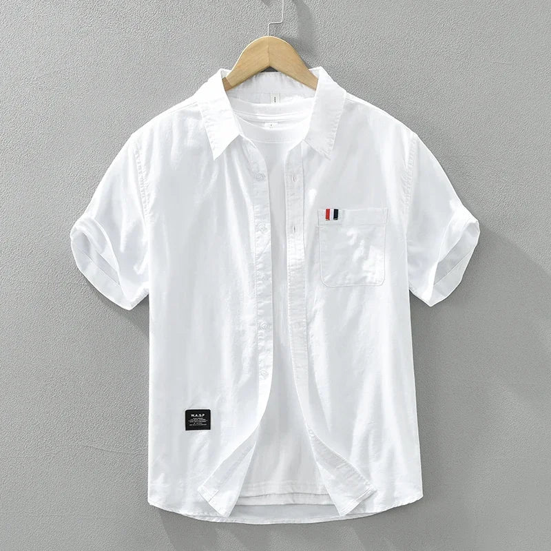 Luca | Tailored Short Sleeve Button-Up with Chest Pocket