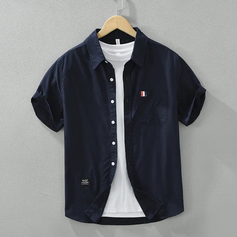 Luca | Tailored Short Sleeve Button-Up with Chest Pocket