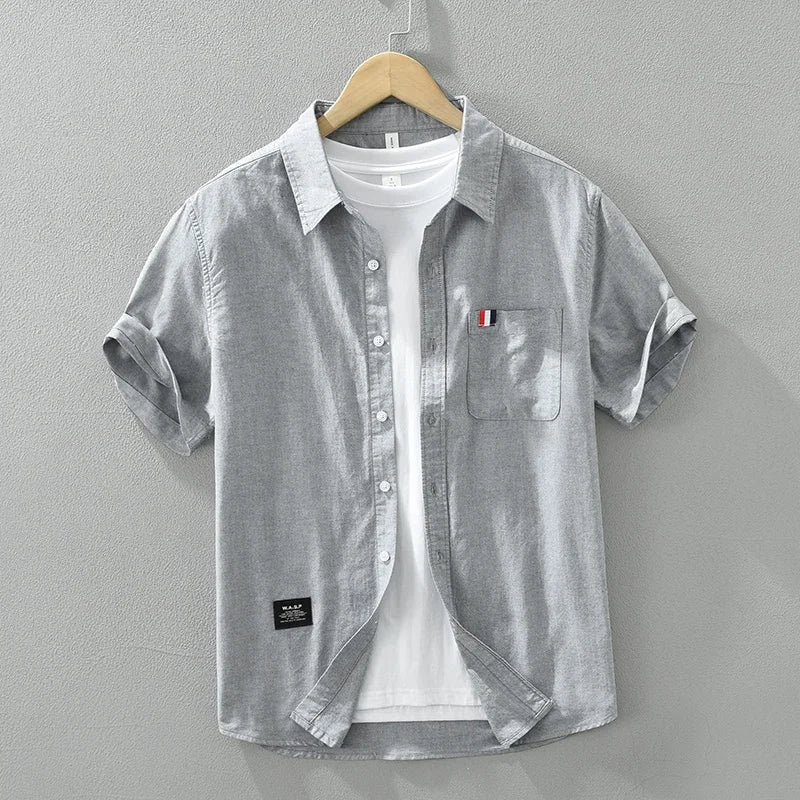 Luca | Tailored Short Sleeve Button-Up with Chest Pocket
