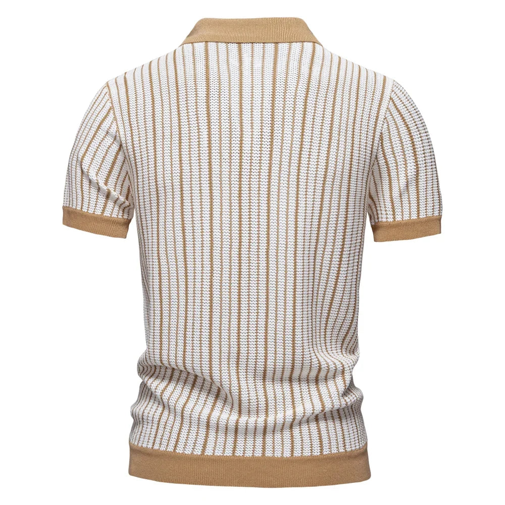 Luca | Vertical Stripe Short Sleeve Button-Up Shirt