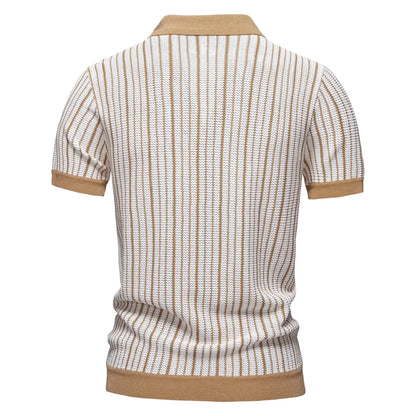 Luca | Vertical Stripe Short Sleeve Button-Up Shirt