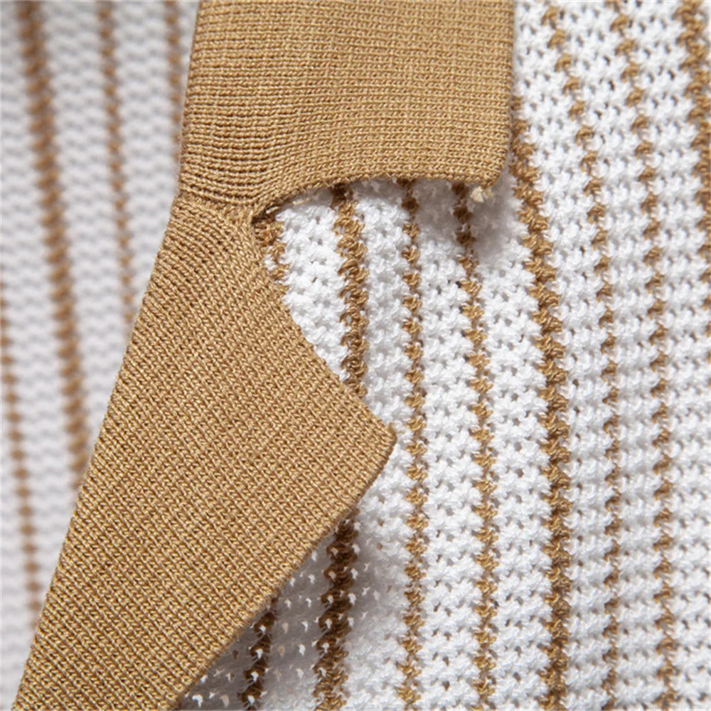 Luca | Vertical Stripe Short Sleeve Button-Up Shirt