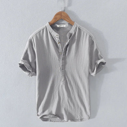 Luca | Modern Band Collar Short Sleeve Henley Shirt