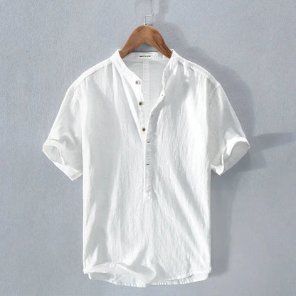 Luca | Modern Band Collar Short Sleeve Henley Shirt