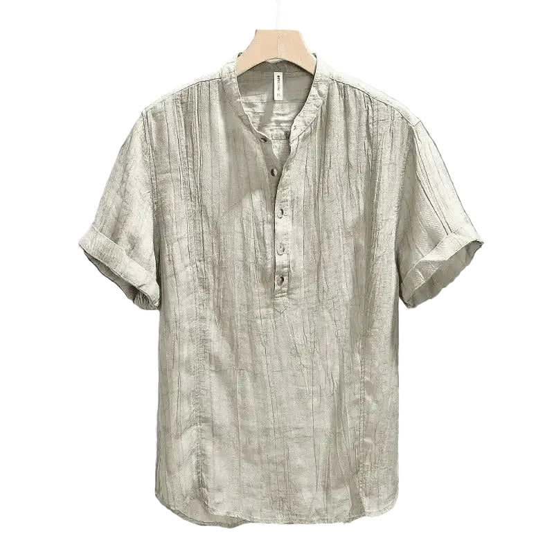 Luca | Luxe Short Sleeve Henley with Stand Collar