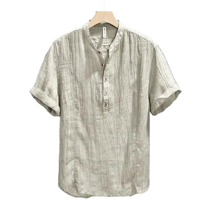 Luca | Luxe Short Sleeve Henley with Stand Collar