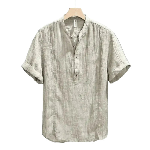 Luca | Luxe Short Sleeve Henley with Stand Collar