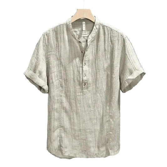 Luca | Luxe Short Sleeve Henley with Stand Collar