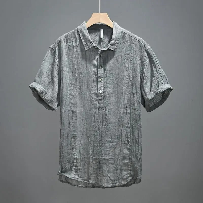 Luca | Luxe Short Sleeve Henley with Stand Collar