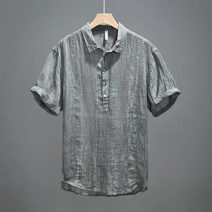 Luca | Luxe Short Sleeve Henley with Stand Collar
