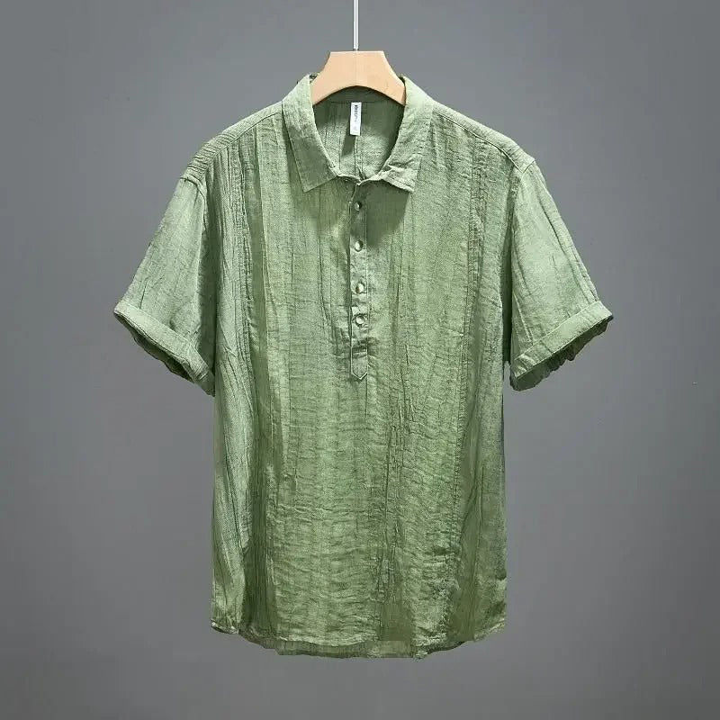 Luca | Luxe Short Sleeve Henley with Stand Collar