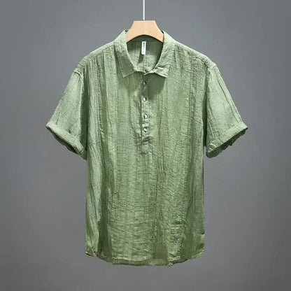 Luca | Luxe Short Sleeve Henley with Stand Collar