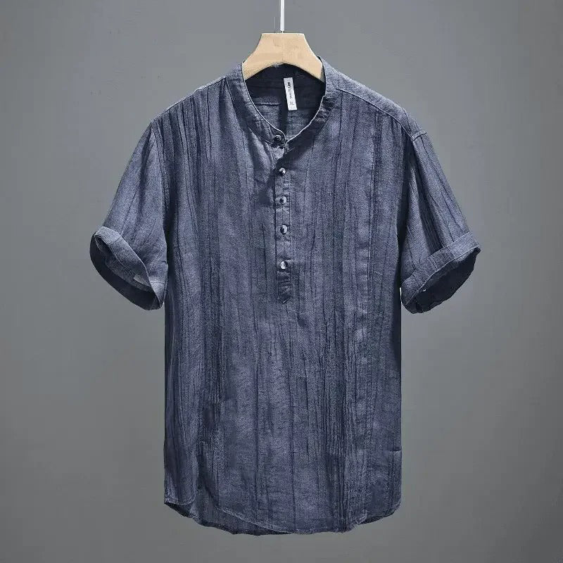 Luca | Luxe Short Sleeve Henley with Stand Collar