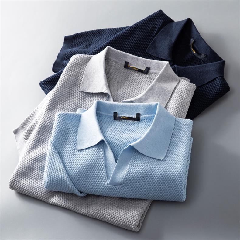Luca | Textured Knit Short Sleeve Polo Shirt