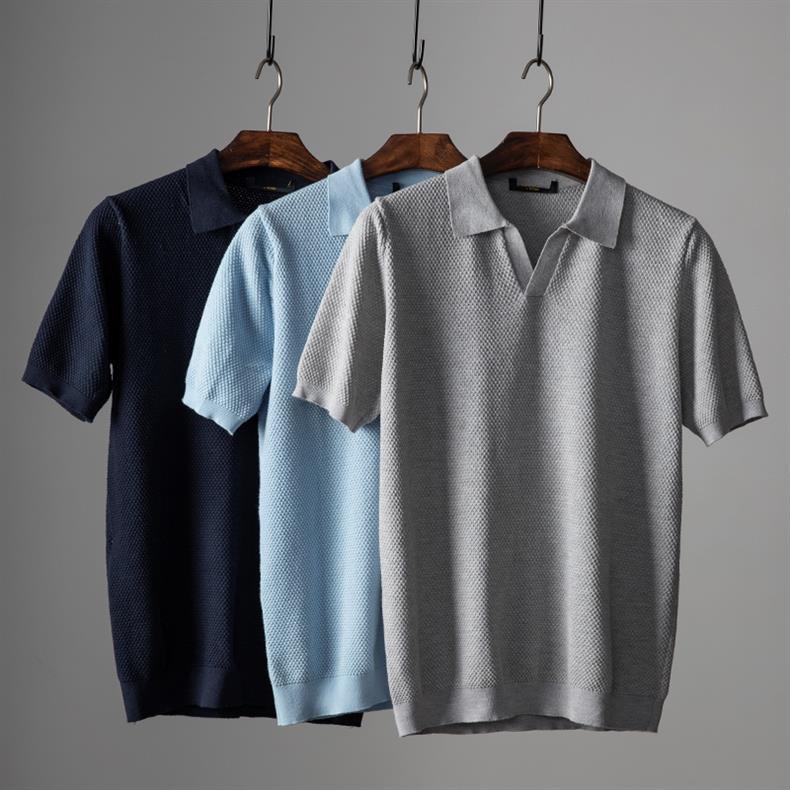 Luca | Textured Knit Short Sleeve Polo Shirt
