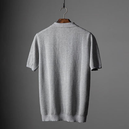 Luca | Textured Knit Short Sleeve Polo Shirt