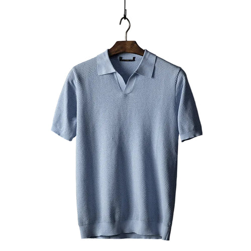 Luca | Textured Knit Short Sleeve Polo Shirt
