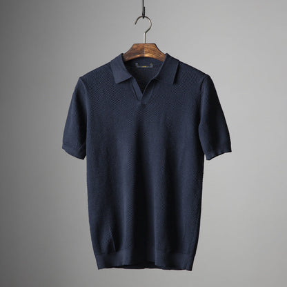 Luca | Textured Knit Short Sleeve Polo Shirt