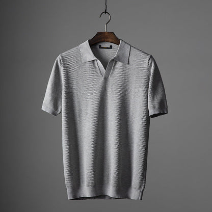 Luca | Textured Knit Short Sleeve Polo Shirt