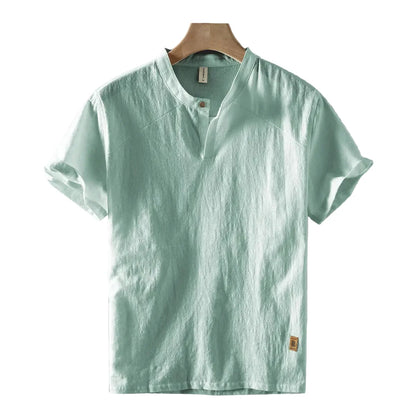 Luca | Tailored Mandarin Collar Short Sleeve Shirt