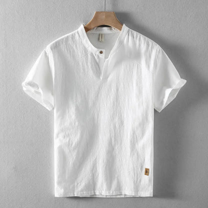 Luca | Tailored Mandarin Collar Short Sleeve Shirt