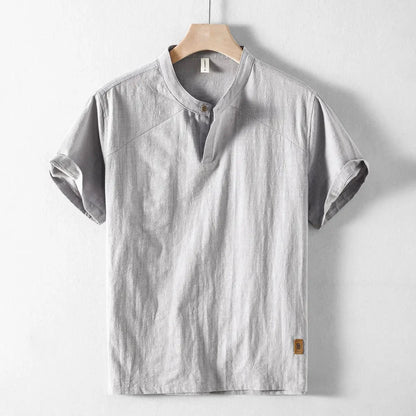 Luca | Tailored Mandarin Collar Short Sleeve Shirt