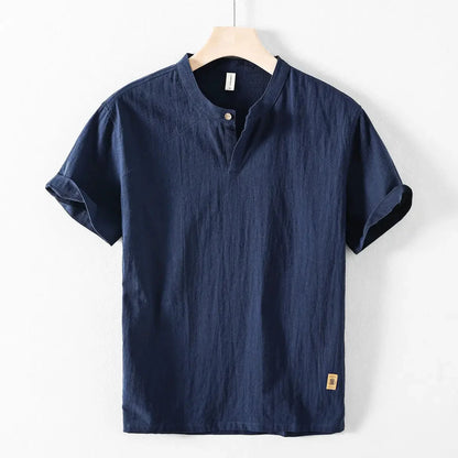 Luca | Tailored Mandarin Collar Short Sleeve Shirt