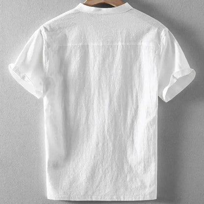 Luca | Tailored Mandarin Collar Short Sleeve Shirt