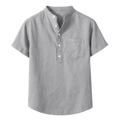 Luca | Tailored Short Sleeve Mandarin Collar Shirt
