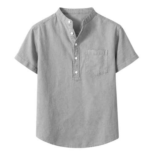Luca | Tailored Short Sleeve Mandarin Collar Shirt