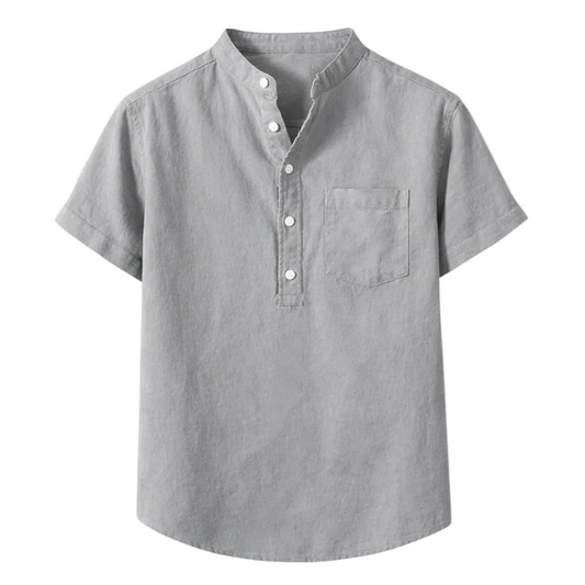 Luca | Tailored Short Sleeve Mandarin Collar Shirt