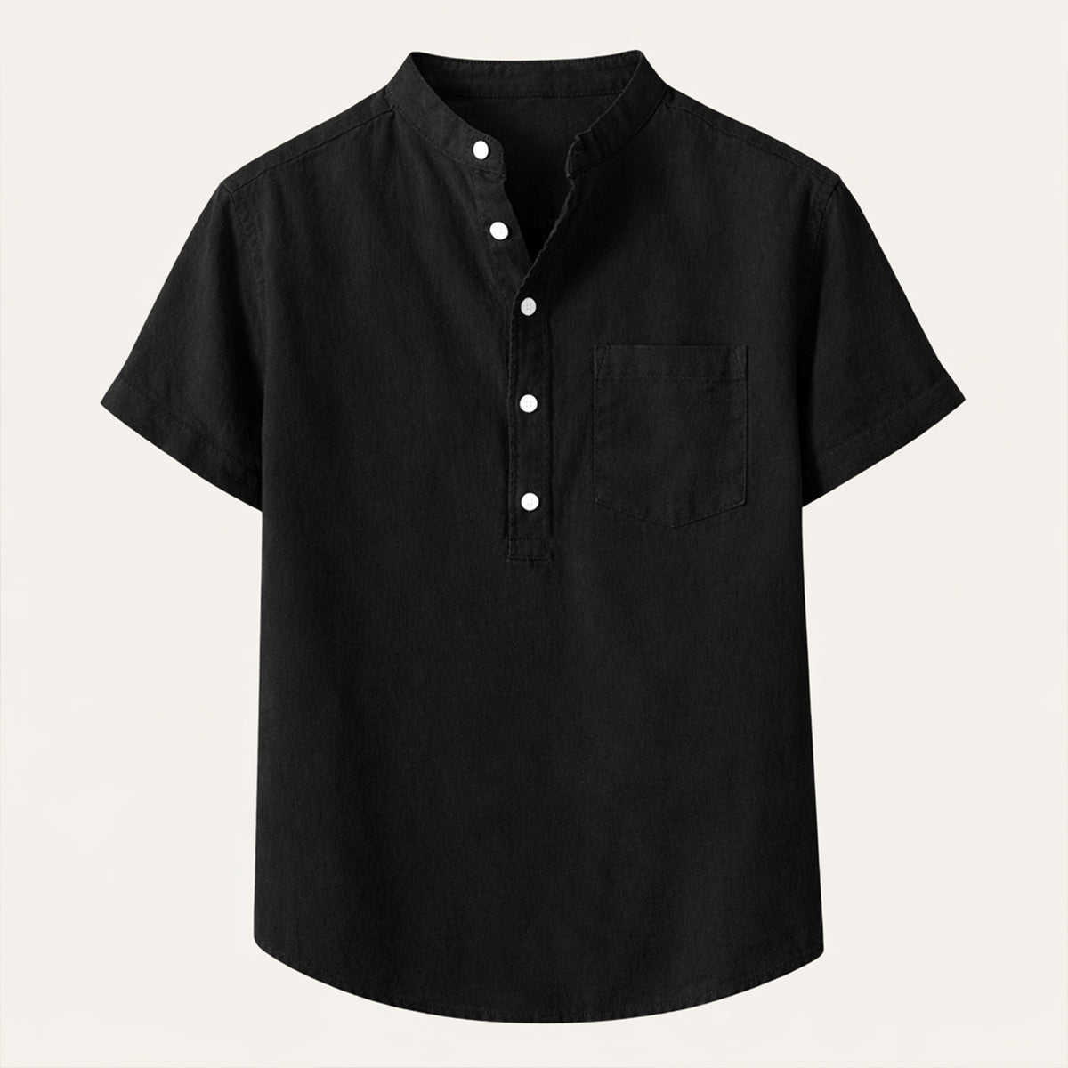Luca | Tailored Short Sleeve Mandarin Collar Shirt