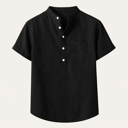 Luca | Tailored Short Sleeve Mandarin Collar Shirt