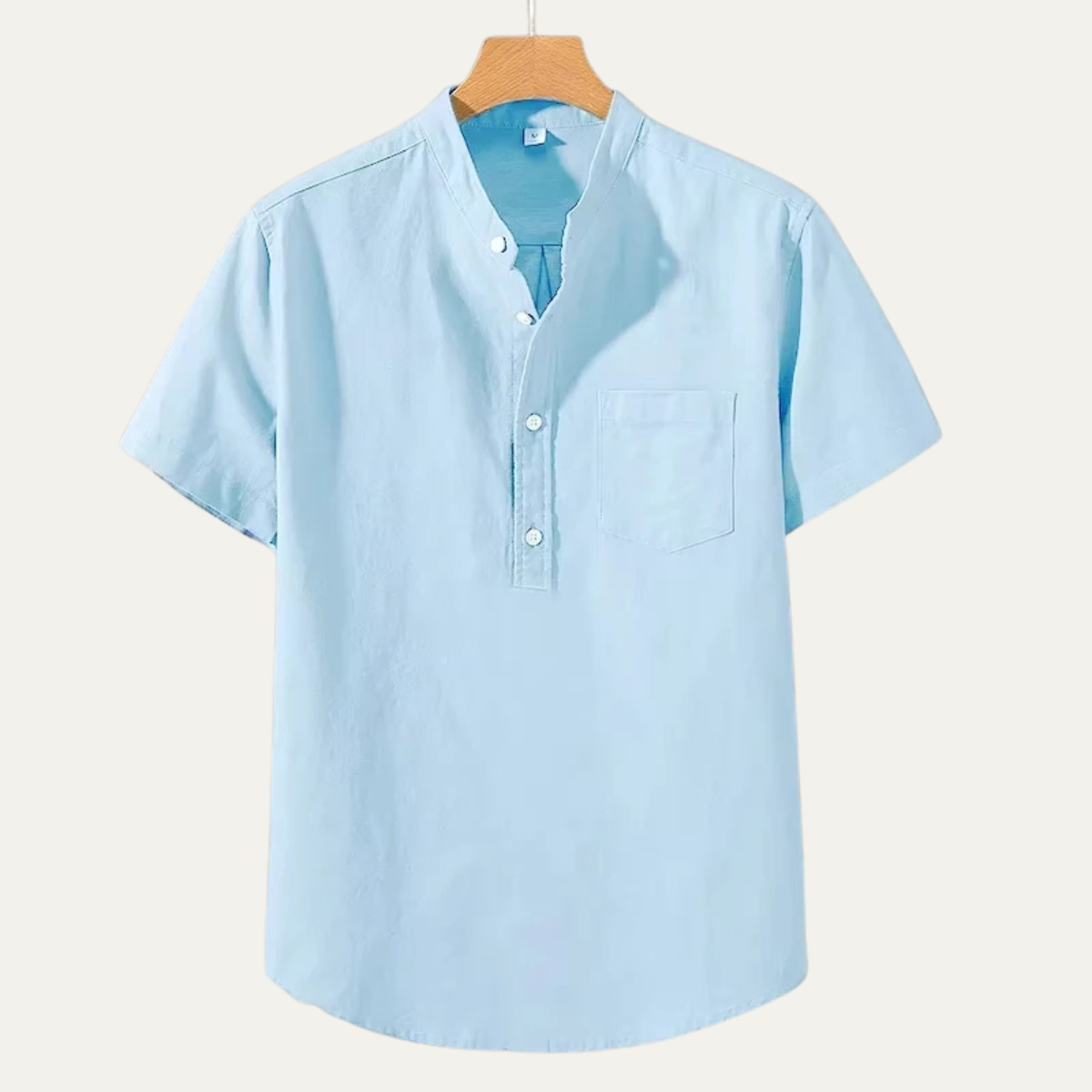 Luca | Tailored Short Sleeve Mandarin Collar Shirt