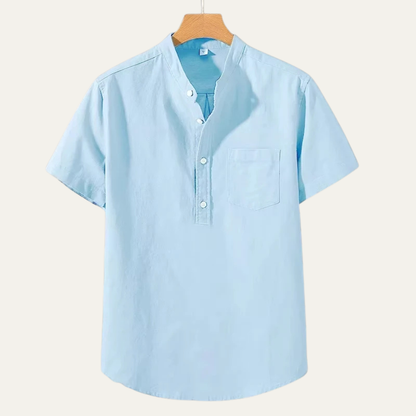 Luca | Tailored Short Sleeve Mandarin Collar Shirt