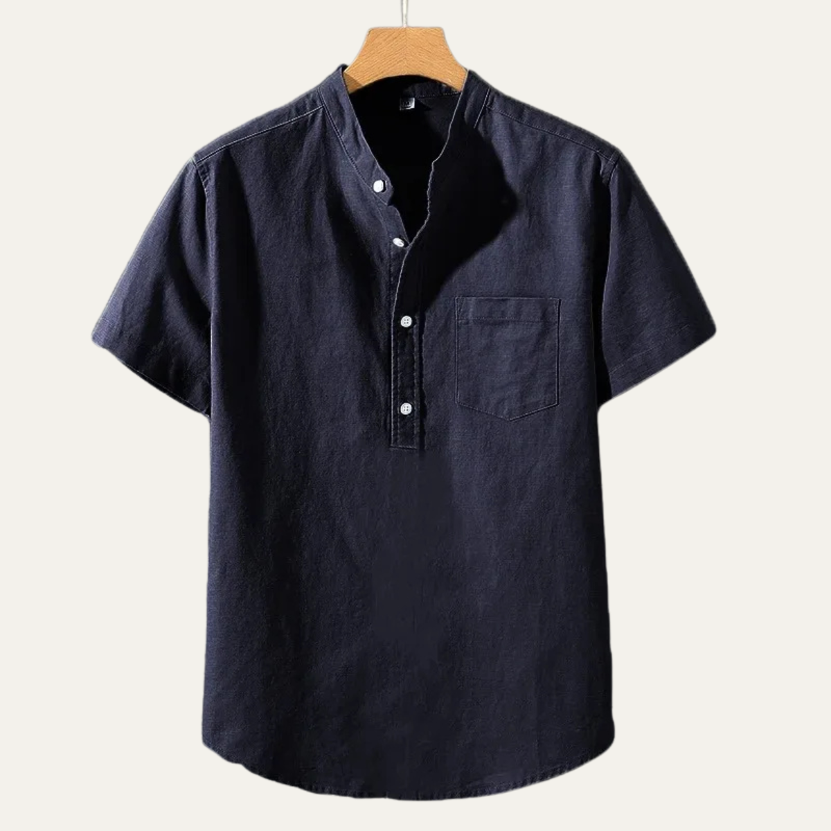 Luca | Tailored Short Sleeve Mandarin Collar Shirt