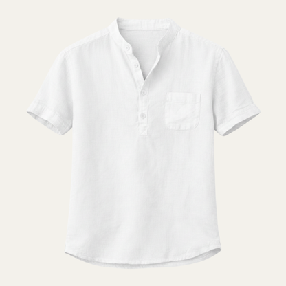 Luca | Tailored Short Sleeve Mandarin Collar Shirt