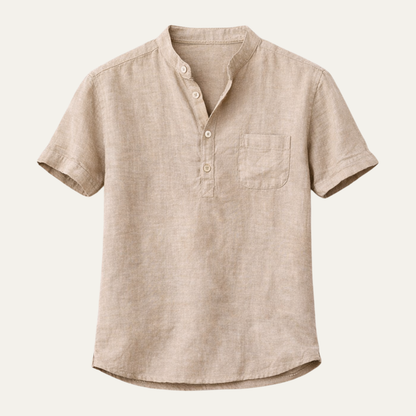 Luca | Tailored Short Sleeve Mandarin Collar Shirt