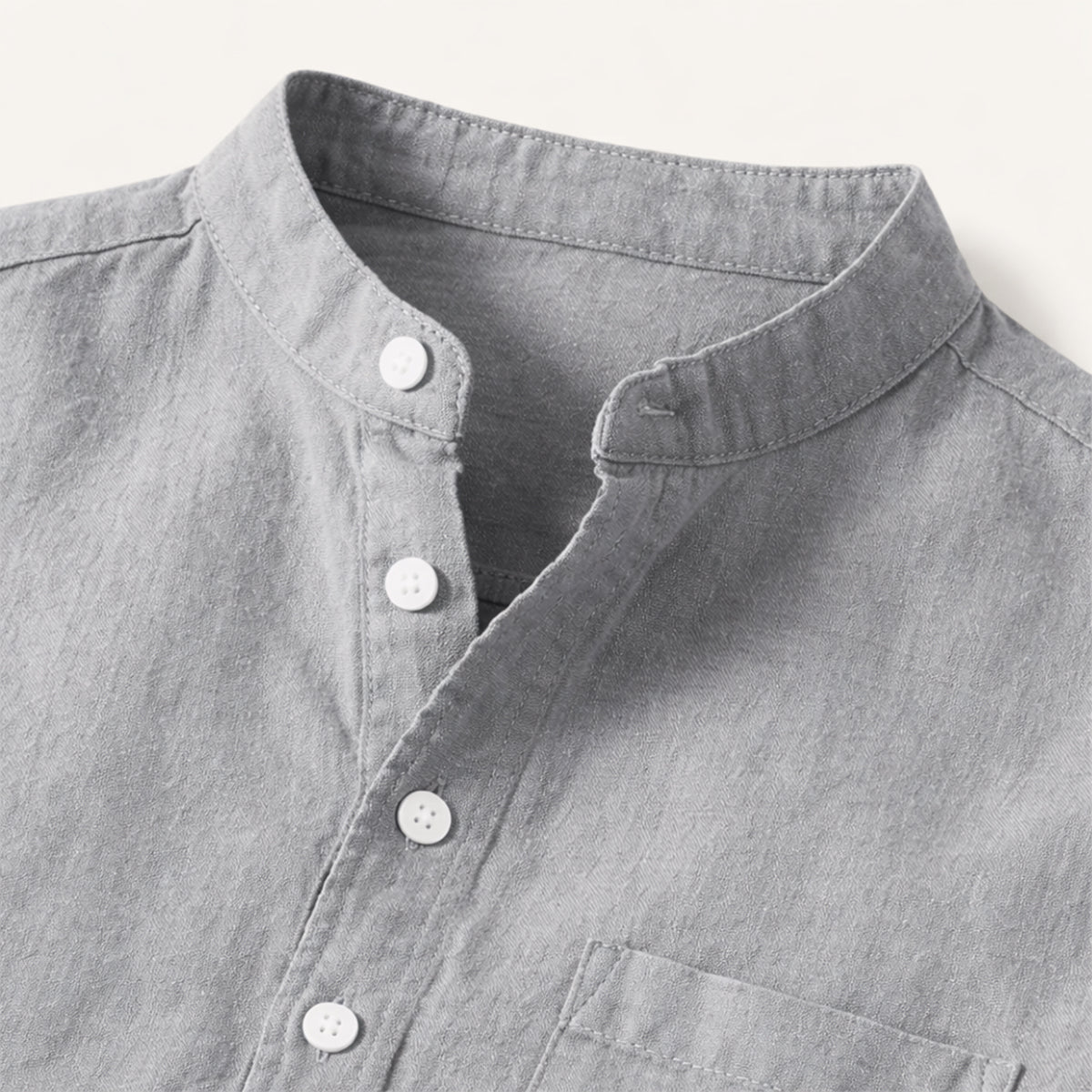 Luca | Tailored Short Sleeve Mandarin Collar Shirt