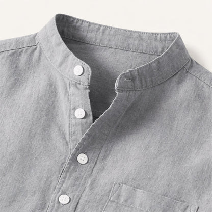 Luca | Tailored Short Sleeve Mandarin Collar Shirt