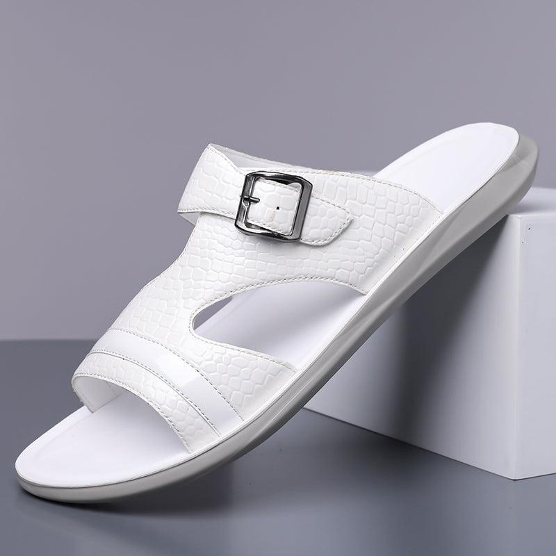 Luca | Adjustable Buckle Slide Sandals with Cut-Out Upper