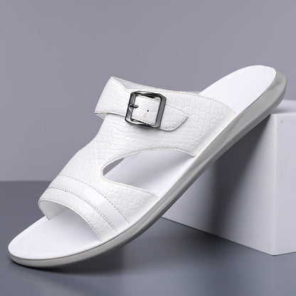 Luca | Adjustable Buckle Slide Sandals with Cut-Out Upper