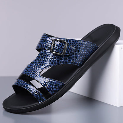 Luca | Adjustable Buckle Slide Sandals with Cut-Out Upper
