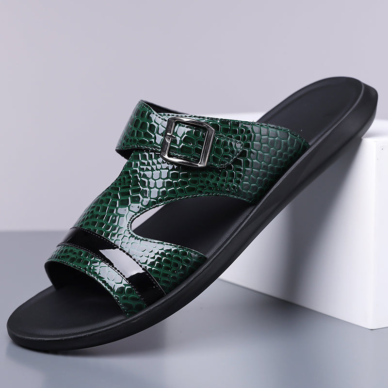 Luca | Adjustable Buckle Slide Sandals with Cut-Out Upper