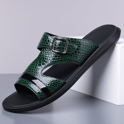 Luca | Adjustable Buckle Slide Sandals with Cut-Out Upper