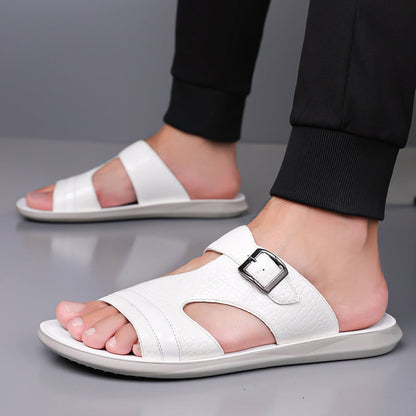 Luca | Adjustable Buckle Slide Sandals with Cut-Out Upper