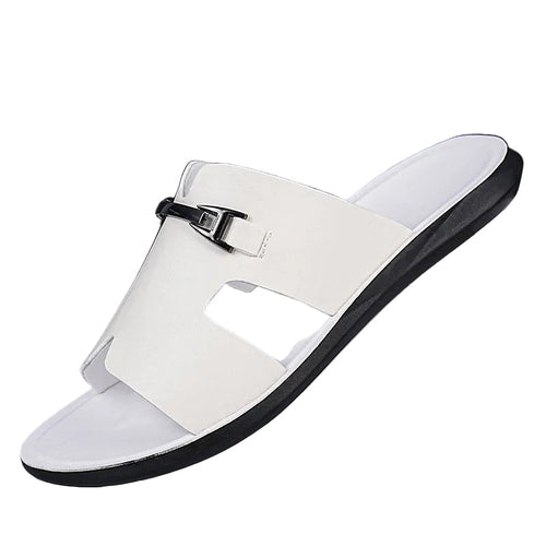 Luca | Sleek Cut-Out Slide Sandals with Metal Accent