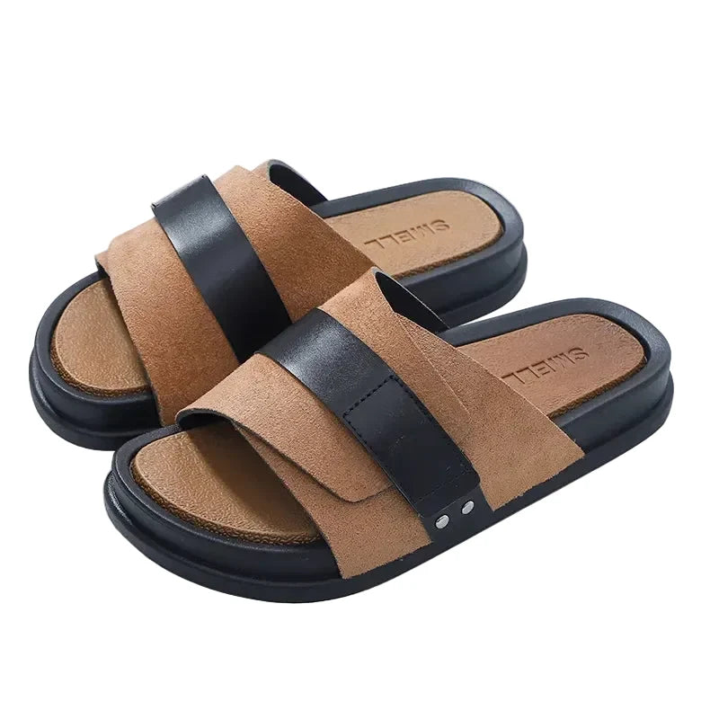 Luca | Suede Slide Sandals with Metal Detail