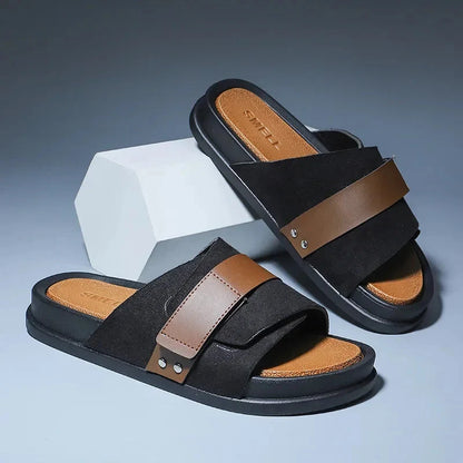 Luca | Suede Slide Sandals with Metal Detail